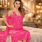 Cross Belt 2 Part Satin Nightwear – Luxury Women Maxi Nighty (Free Size)