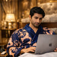 Dragon Print Men’s Luxury Homewear Gown Set – Premium Gents Nightwear (Free Size)