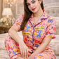 Pink Cartoon Graphic Digital Print Half Sleeve Shirt Pant PJ Set – Women Premium Sleepwear XL XXL USA