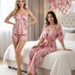 Pink Digital Print 5 Piece Nightwear Set – Premium Women Sleepwear & Loungewear
