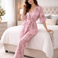 Pink Digital Print 5 Piece Nightwear Set – Premium Women Sleepwear & Loungewear