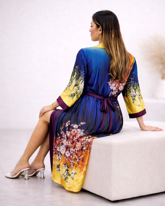 Premium Purple Digital Print 3-Piece Full Sleeve Nighty Set – Elegant Women’s Sleepwear & Lounge Wear