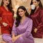 Solid Satin Full Sleeve Shirt Pant Pajama Set – Women Luxury Sleepwear (Red / Maroon / Pink) L XL USA