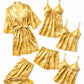 Yellow Digital Print 5 Piece Nightwear Set – Premium Women Sleepwear & Loungewear (USA)